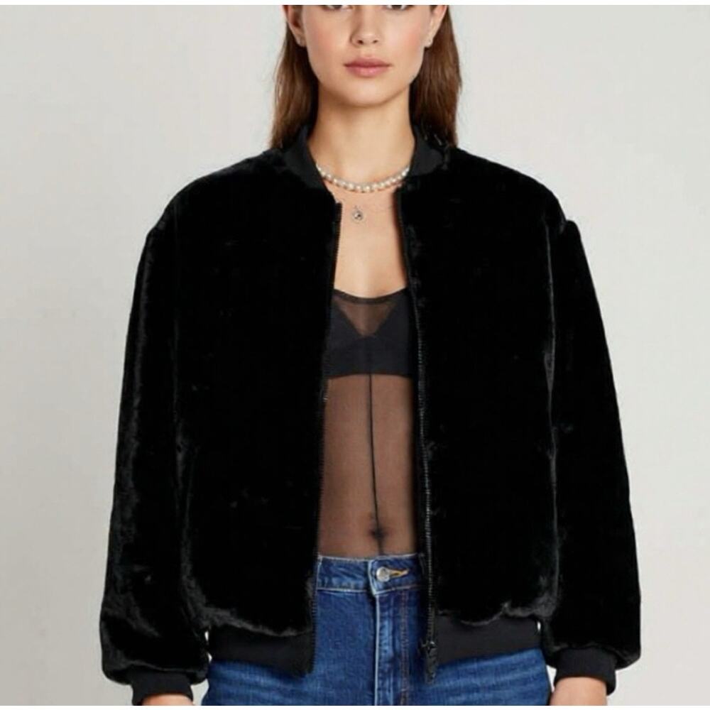 H&M Short faux fur black jacket coat from H&M Size 12T